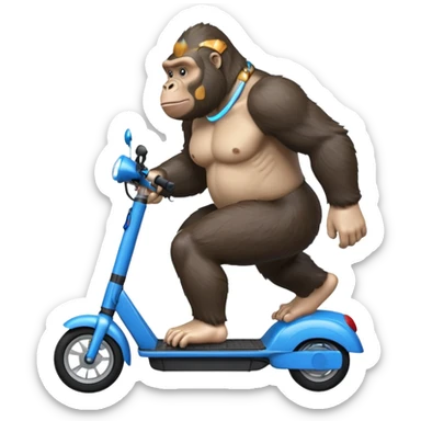large gorilla on a blue electric scooter sticker