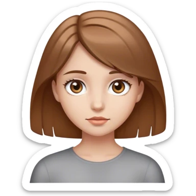 Girl with gray eyes and medium light brown hair  sticker