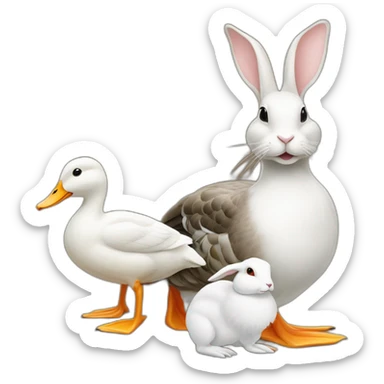 a mallard duck and a white rabbit sticker