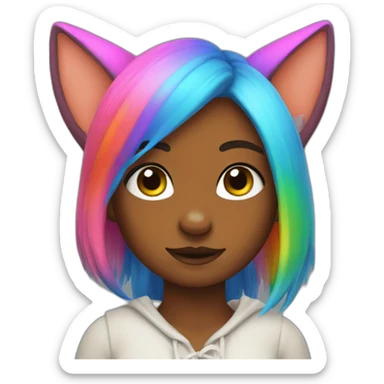 rainbow fox girl sticker