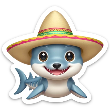Tiny Shark with puppy eyes in a sombrero  sticker