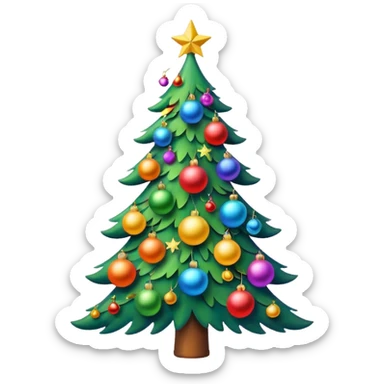 A Christmas tree shape emoji with rainbow colors sticker