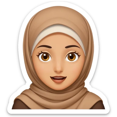 brown hijabi girl with silly face sticker