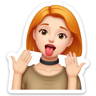 Girl with hands on neck tongue out  sticker