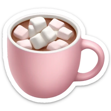 Light Pink mug of hot chocolate with marshmallows  sticker
