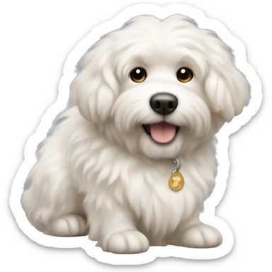 White fluffy dog with light brown color accents sticker