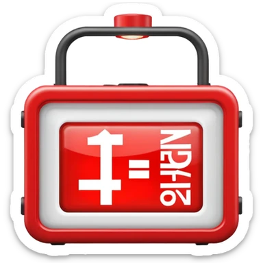 emergency light box with word "emergency -->" sticker