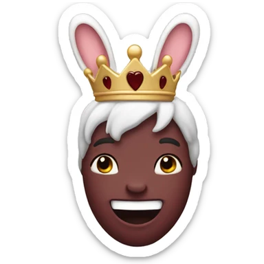 Crème bunny with crown. Burgundy heart sticker