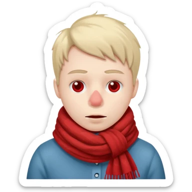плюшеве личко, шарф до носа, тремтіння, температура, червоний ніс, хвороба sticker