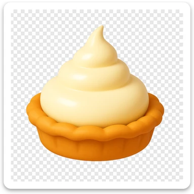 Show the intact cream pie, playful 3D emoji style, golden brown crust, same angle as reference. (Stage 1 of 6) sticker