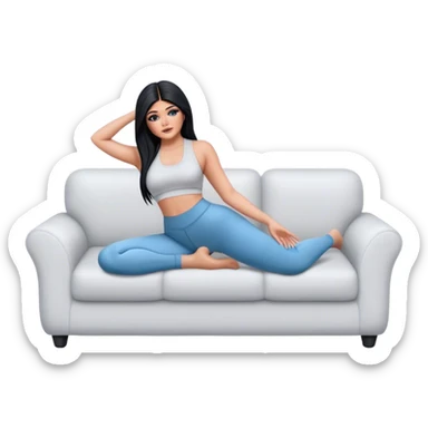 hyper-realistic kylie jenner in yoga pants on couch sticker