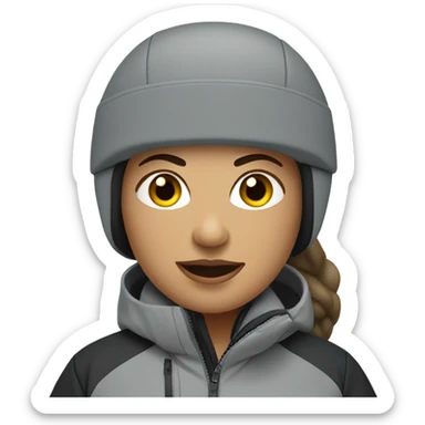 fat female skier with grey jacket and black pants sticker
