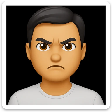 Edit the face of the character in the original emoji style to look angry, with furrowed brows and a frown. Maintain the style and colors consistent with the original emoji. sticker