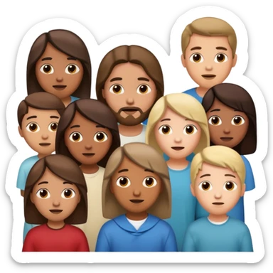 A group of people listening to Jesus sticker