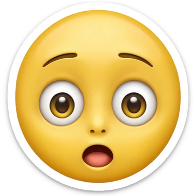 surprised yellow face emoji, wide eyes and open mouth, high quality, smooth shading, bright colors, clean background sticker