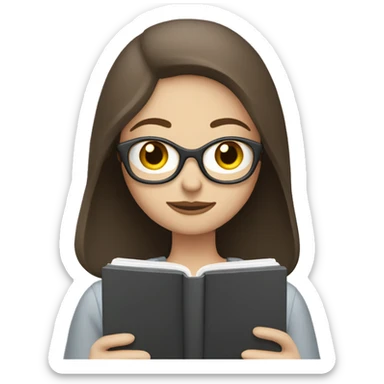 Pale brunette woman reading kindle sticker