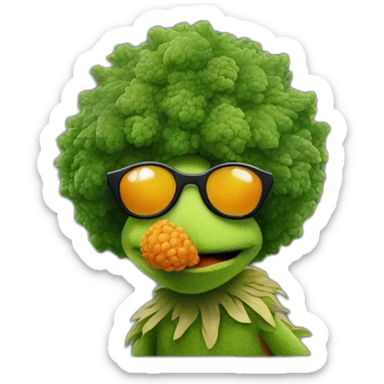 Fraggle with sunglasses eating brócoli  sticker