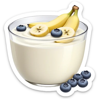 Yogurt with sliced banana and blueberries sticker