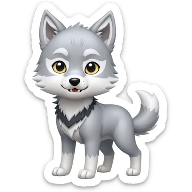 Toony Chibi Ginga Nagareboshi Gin/Silver Fang the wolf (full body) (feral) (4 legs) (canine) sticker