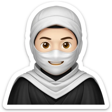 Emoji de ninja capa blanca sticker