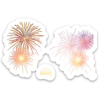 Breach sunset with fireworks  sticker