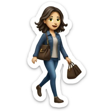brunette caucasian woman dressed nice walking with purse sticker
