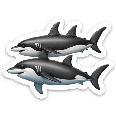 Penguin riding a shark sticker