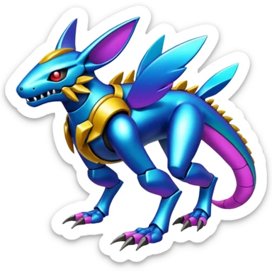  exotic colorful Protogen-Fakémon-Pokémon-Spectrobes-Digimon-Vernid-creature (full body) sticker