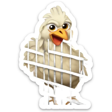 Chicken in a jail sticker