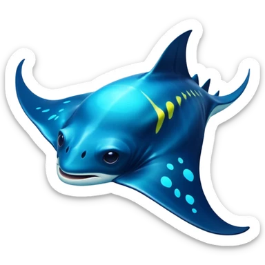 luminous manta ray sticker