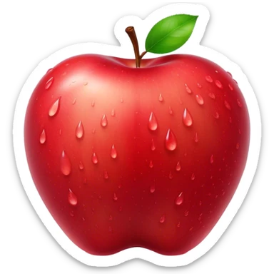 Cinematic Realistic Apple Emoji, Fresh and vibrant, with a crisp, red skin glistening with droplets of water. The smooth, shiny surface catches the light, while the green stem adds a natural touch. Soft glowing outline, capturing the essence of health, sweetness, and freshness in a crisp apple! sticker