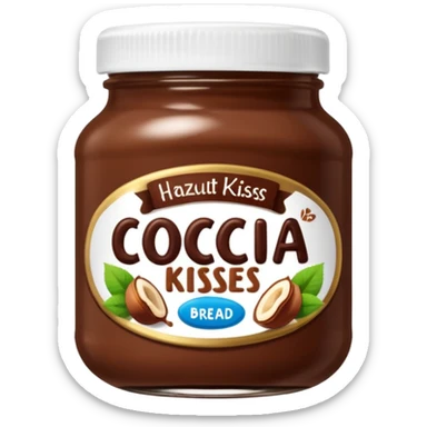Jar of hazelnut chocolate spread and make the label say cocoa kisses  sticker