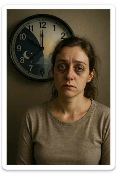 Donna con cortisolo elevato ritmo circadiano alterato immagine realistiche sticker