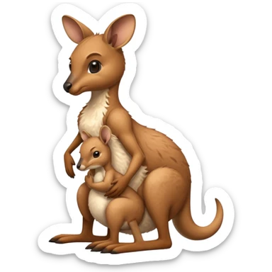 A kangaroo which has its baby kangaroo in its pouch sticker