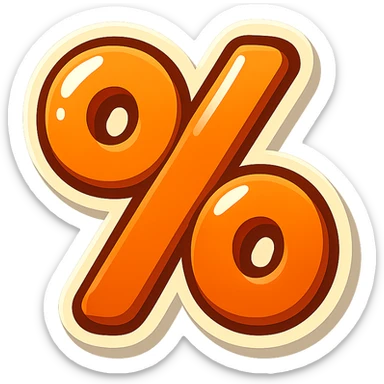 cartoon style sticker of a single percent symbol, simple and clear, no text sticker