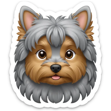 Gray curl yorkie dog sticker
