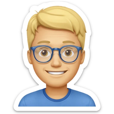 Emoji of a yellow young man with glasses and a blue shirt sticker