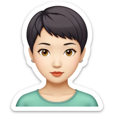Asian woman model with pixie cut sticker