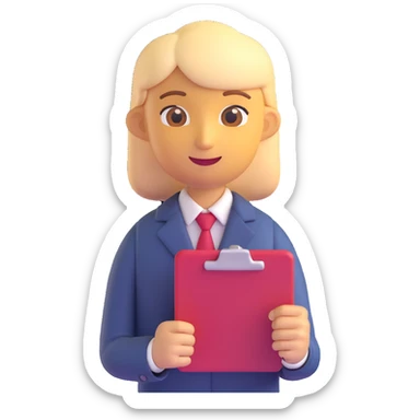 product owner emoji, business person with a clipboard, confident expression sticker