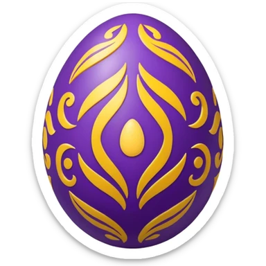 decor egg, symmetry simple pattern, purple and yellow sticker