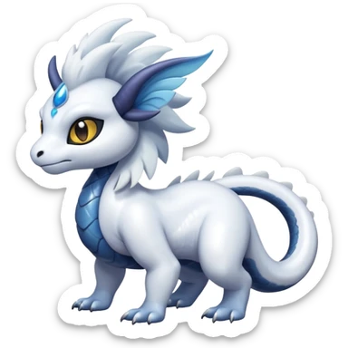 White glossy soft silky furry iridesent Absol-Shinx-Snake-fusion-hybrid, full body sticker