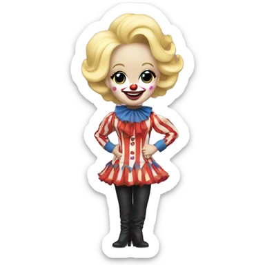 Dolly Parton wearing a clown costume sticker