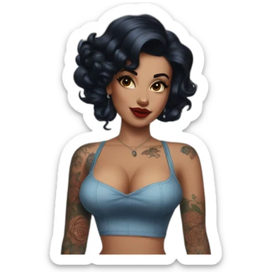 Pinup dark hair and tattoos sticker