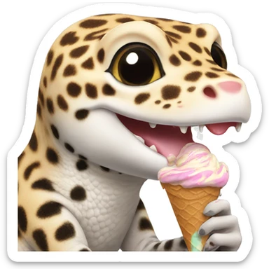 leopard gecko eating ice cream sticker