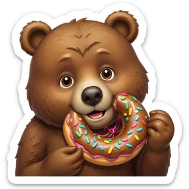 A lazy bear eats donut sticker