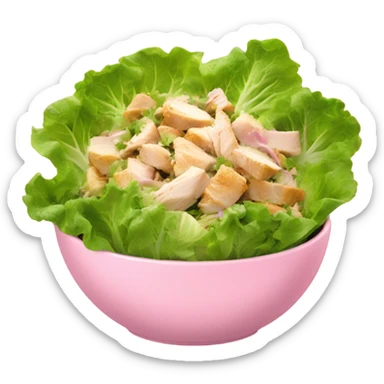 Lettuce and chicken salad in a baby pink bowl sticker