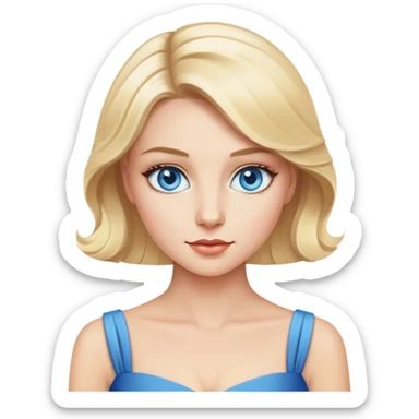 blonde woman in elegant dress, blue eyes sticker