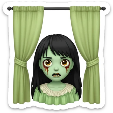 Faça uma zombie de cabelo longo preto com curtain bangs sticker