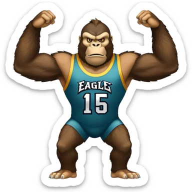 king kong  wearing eagles sleeveless jersey blue and yellow  sticker
