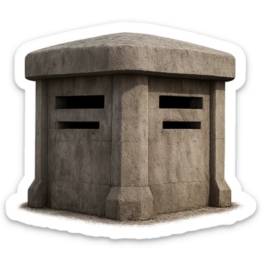 A realistic military pillbox with a concrete finish and reinforced structure. sticker
